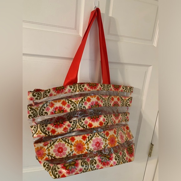 Vera Bradley Folkloric Beach Tote Bag + Matching Toiletry Bags & Key Wallet - Picture 6 of 15